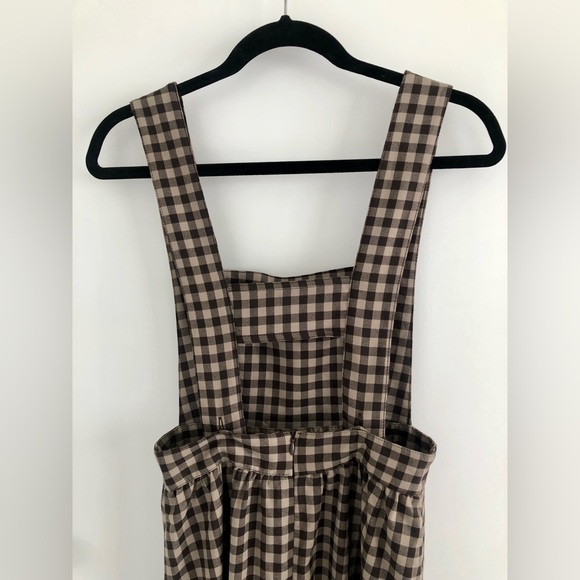 Urban Outfitters Brown Checkered Pinafore Midi Dress - Picture 5 of 9